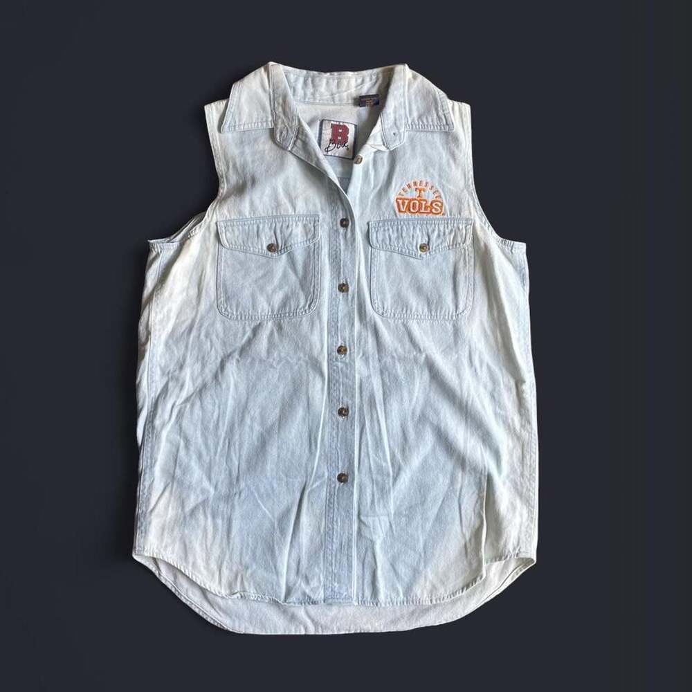 Tennessee Volunteers Vest Men’s Small Faded Light Wash 90s Denim Trucker